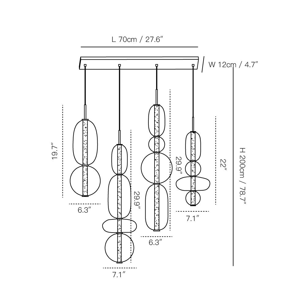 Candied Glass Combo Chandelier