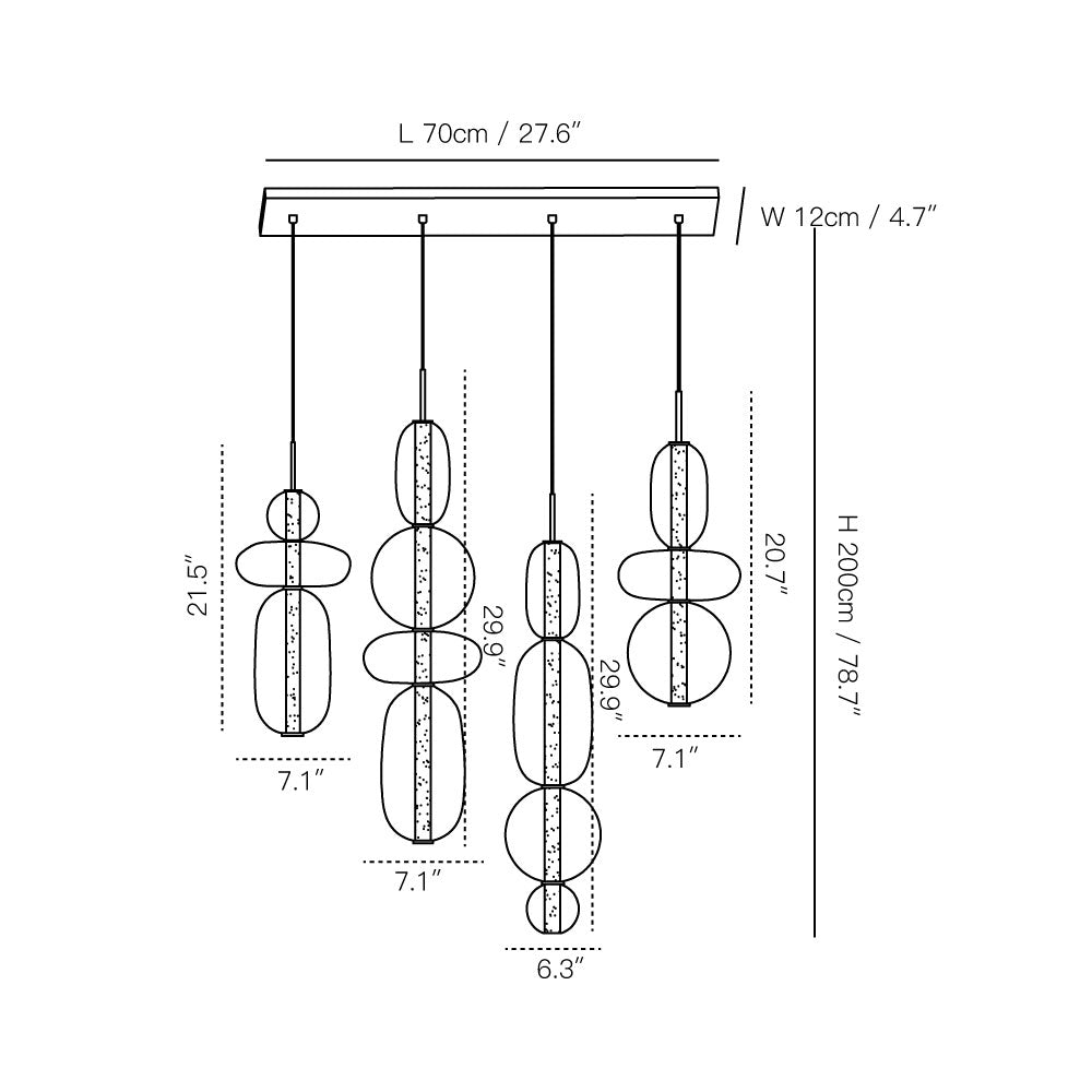 Candied Glass Combo Chandelier