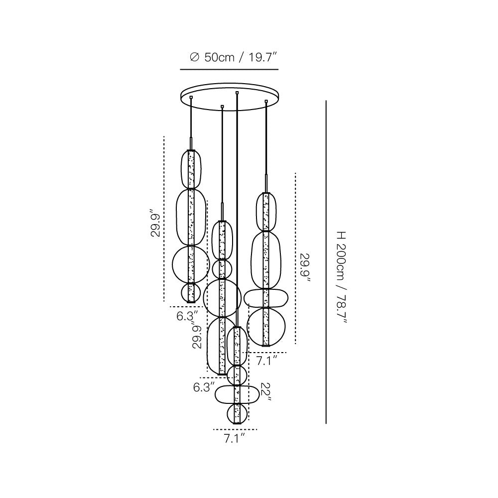 Candied Glass Combo Chandelier