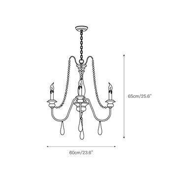 Candle Style Beaded Chandelier – detail 3 — Dimension drawings 1