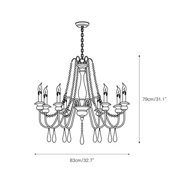 Candle Style Beaded Chandelier – detail 6 — Dimension drawings 4