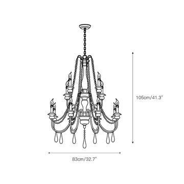 Candle Style Beaded Chandelier – detail 8 — Dimension drawings 6