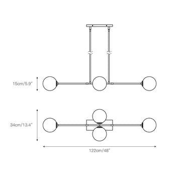 Cassia Linear Pendant Lamp – detail 3 — Dimension drawings 1