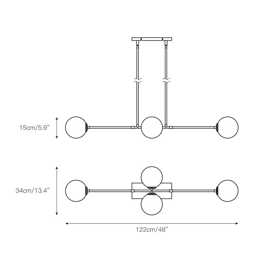 Cassia Linear Pendant Lamp – detail 3 — Dimension drawings 1