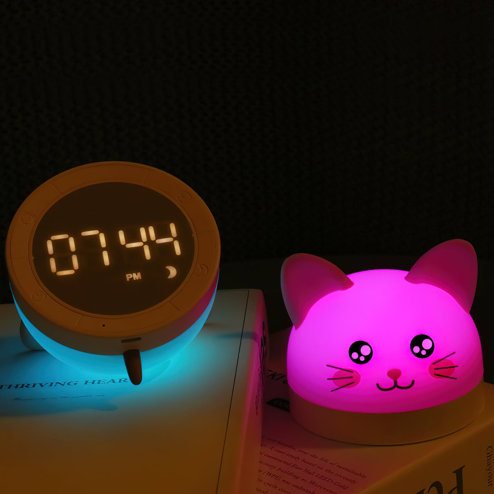 Cat Mouse Clock Night Light