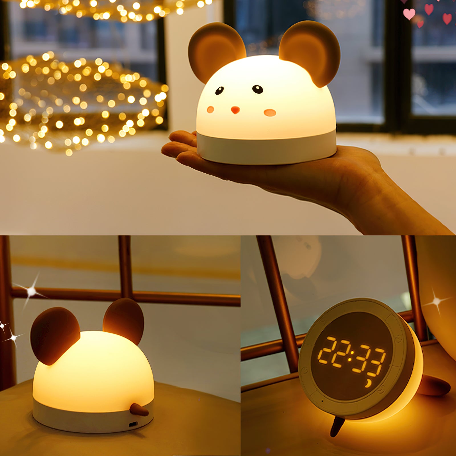 Cat Mouse Clock Night Light