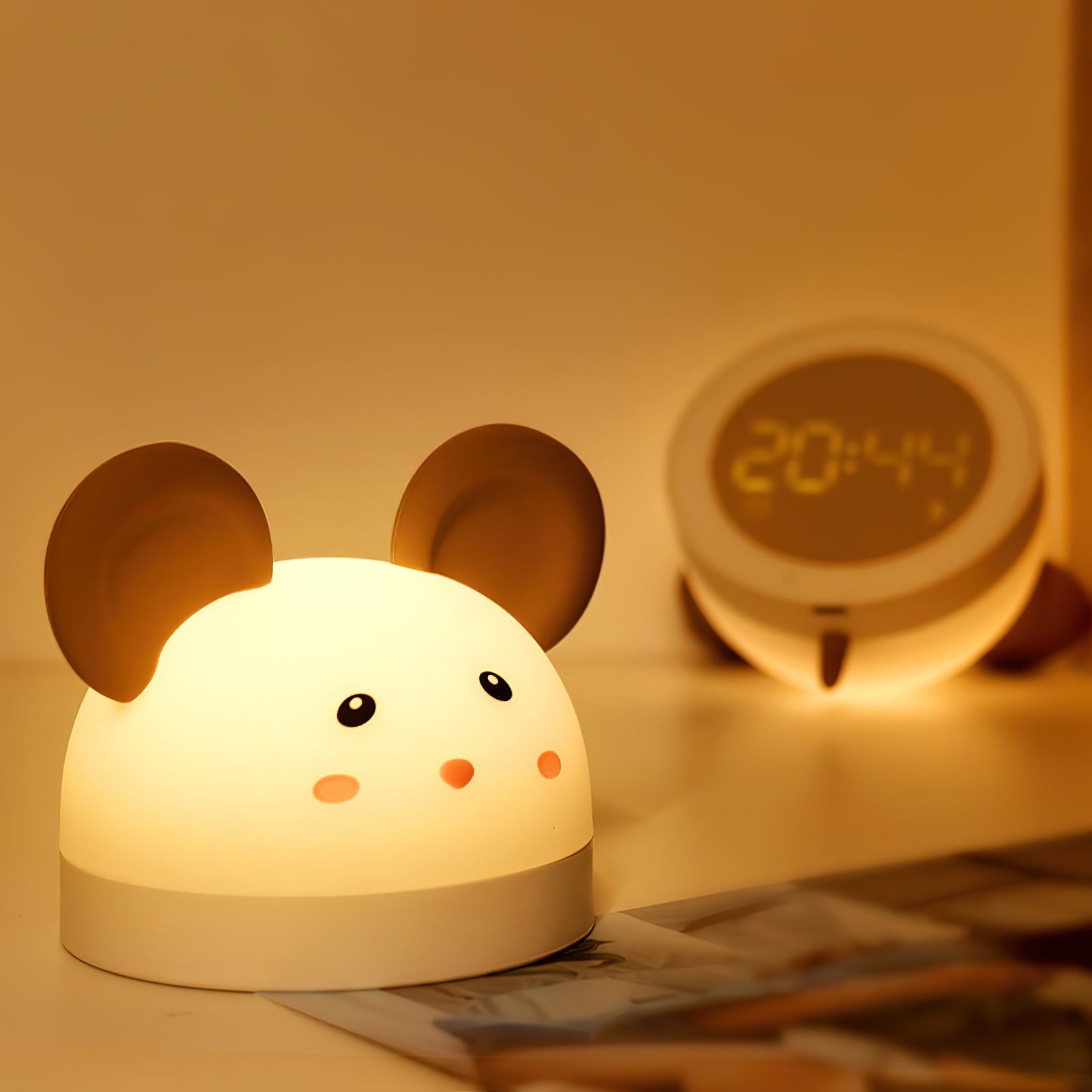 Cat Mouse Clock Night Light