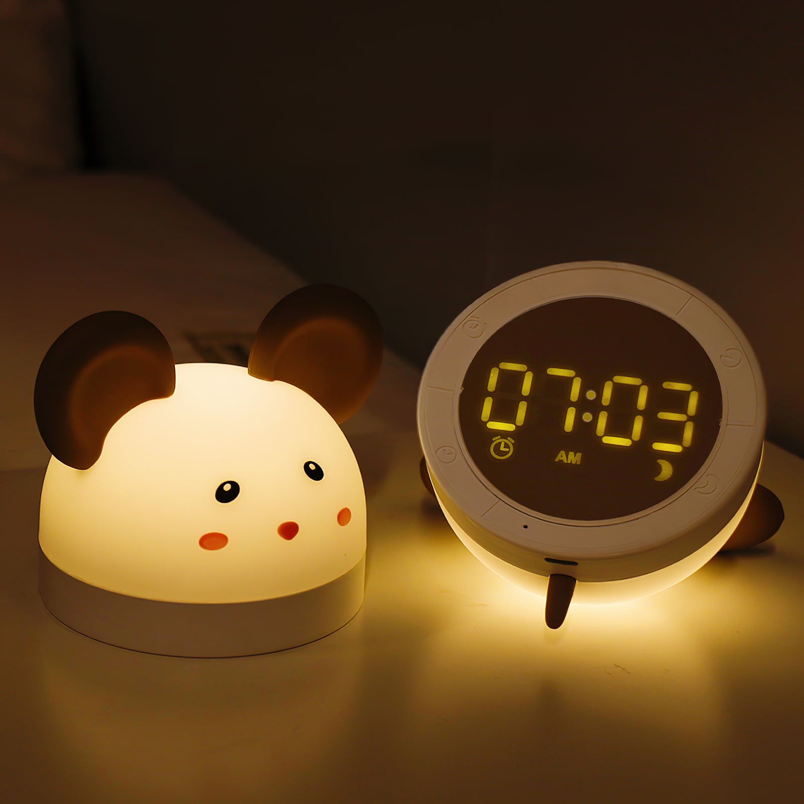 Cat Mouse Clock Night Light