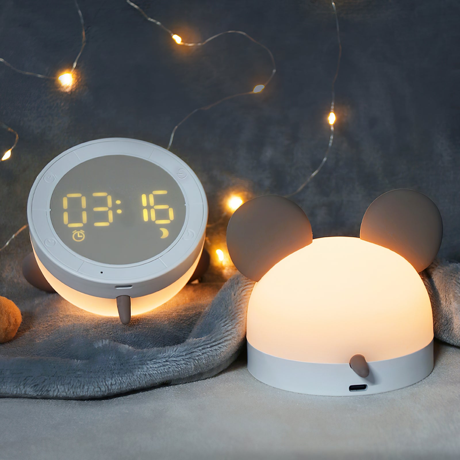 Cat Mouse Clock Night Light