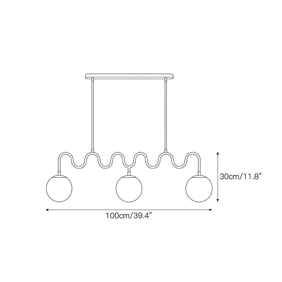 مصباح سيسيل المعلّق الخطي من الألباستر — Dimension drawings 1