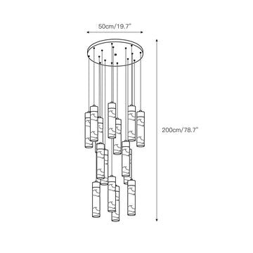 Celestial Alabaster Cascade Chandelier – detail 5 — Dimension drawings 3