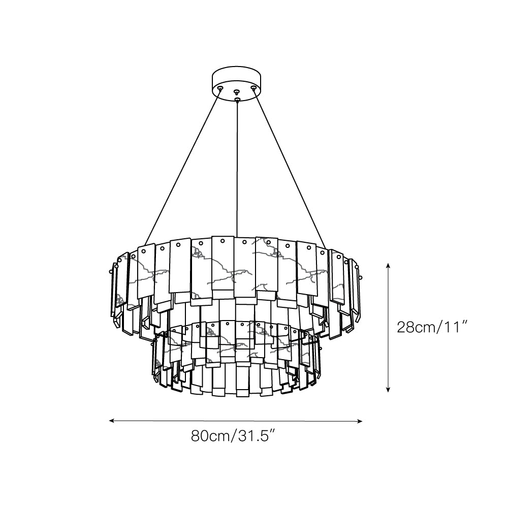 Lustre rond céleste en albâtre