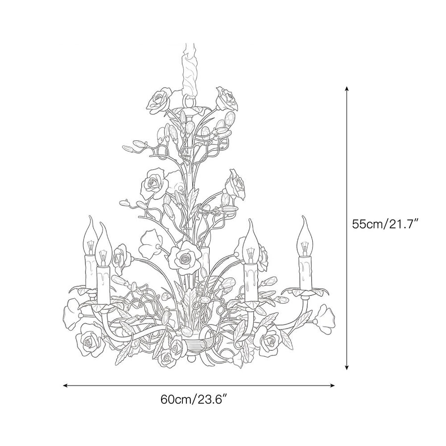Ceramic Rose Vine Chandelier – detail 3 — Dimension drawings 1