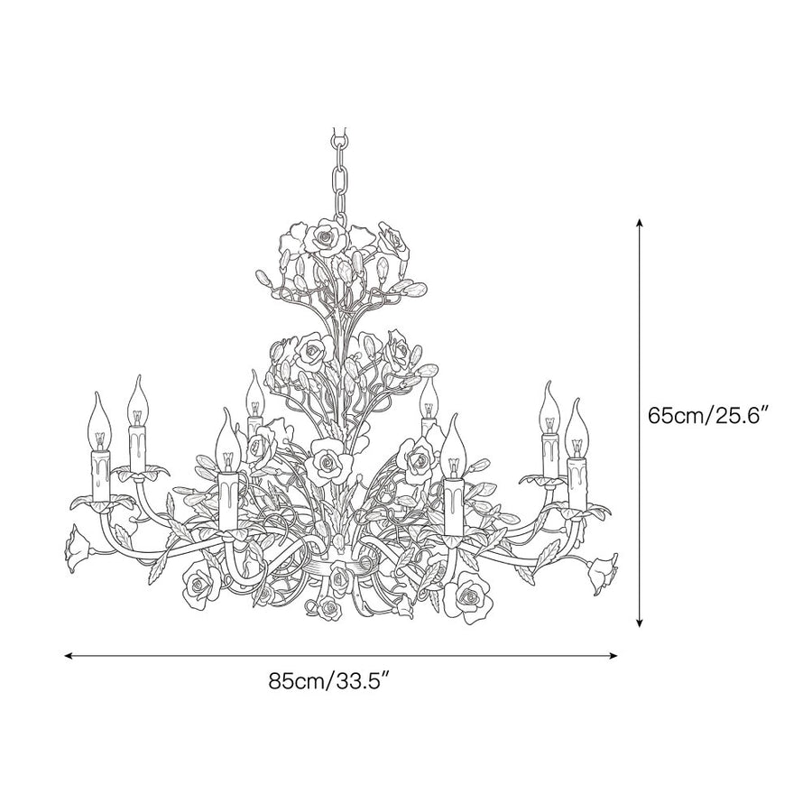 Ceramic Rose Vine Chandelier – detail 5 — Dimension drawings 3