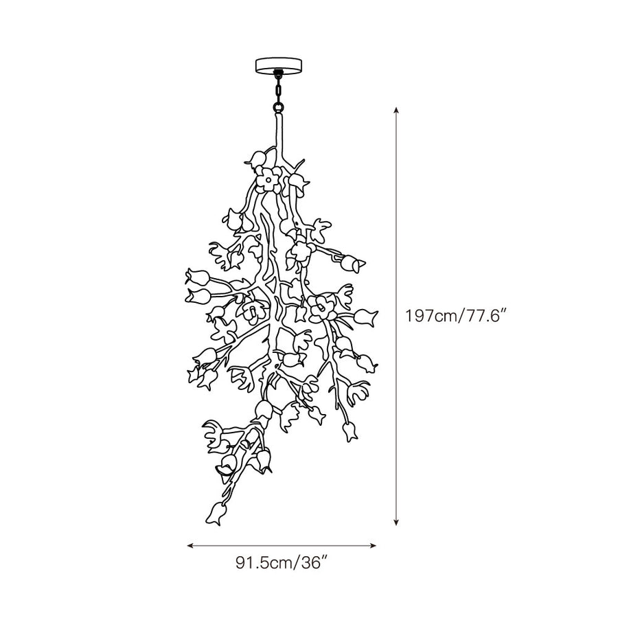 Cascading Blossom Chandelier – detail 3 — Dimension drawings 1