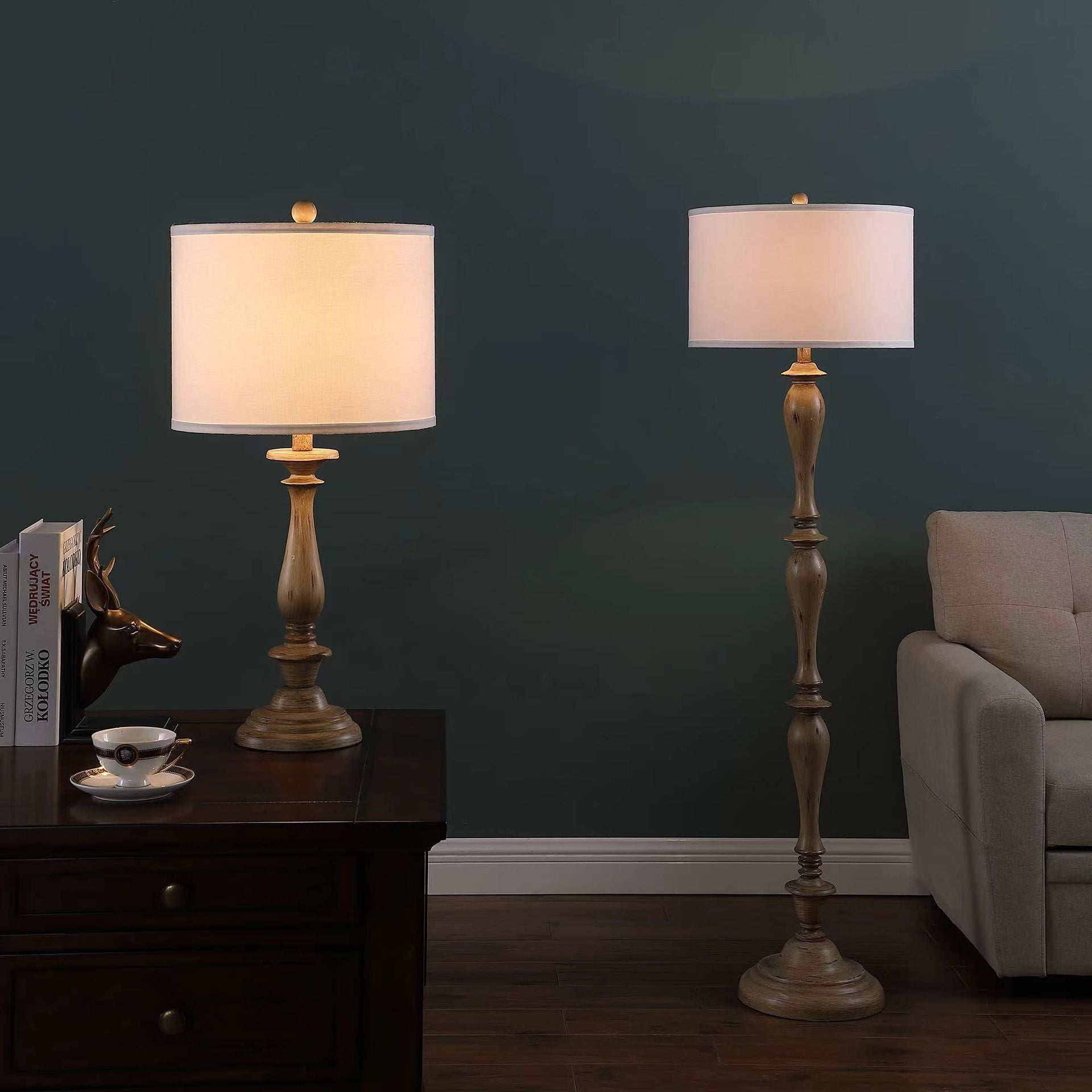 Coastal Wood Effect Floor Lamp