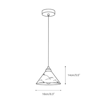 Conical Brass Alabaster Pendant Lamp – detail 3 — Dimension drawings 1