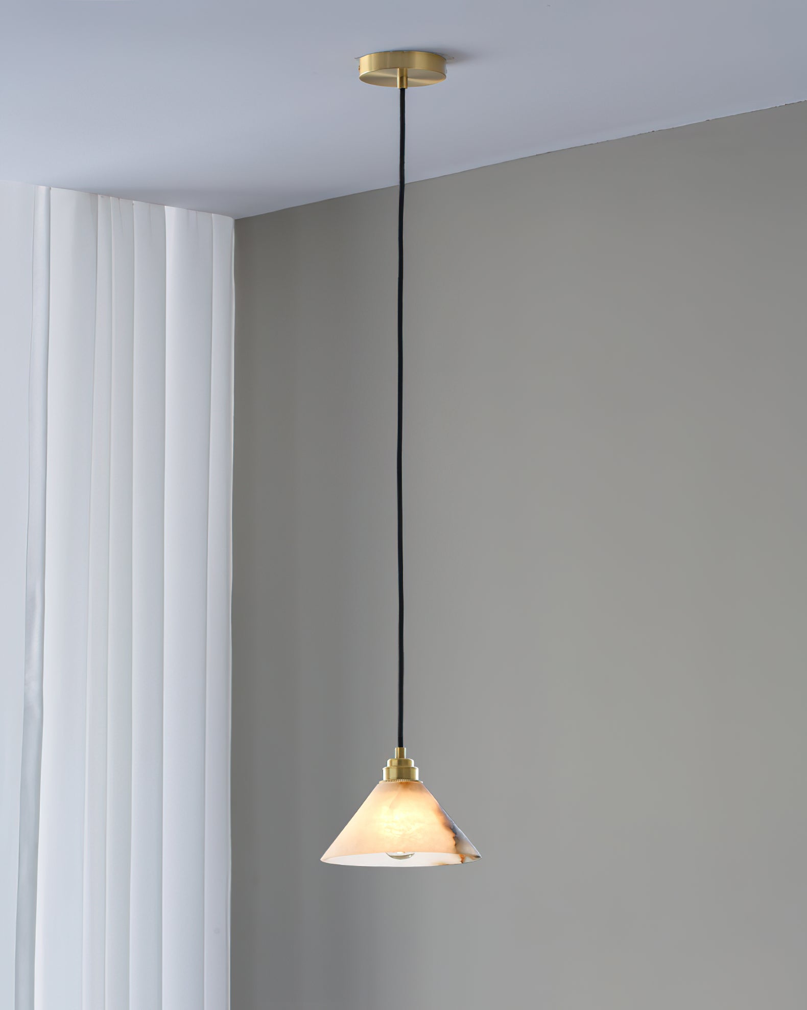 Conical Brass Pendant Lamp