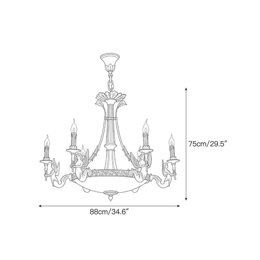 Lampadario in Ottone Cordelia — Dimension drawings 1