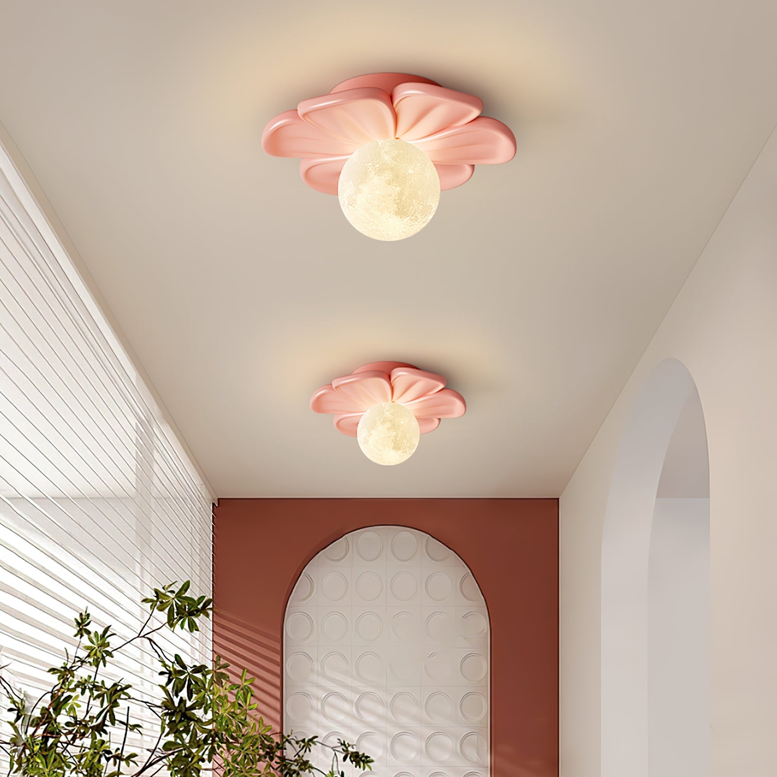 Cream Bloom Flower Ceiling Lamp