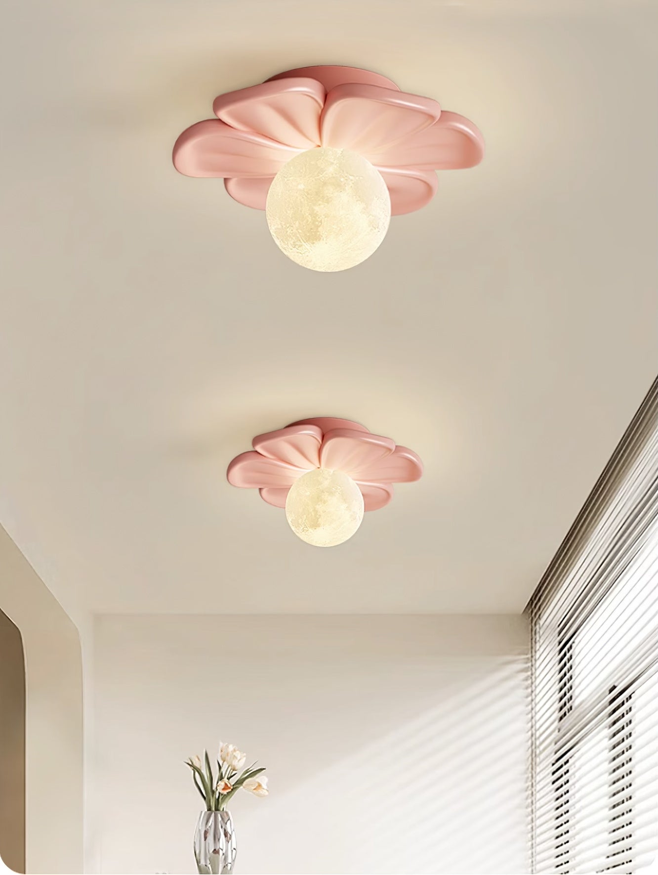 Cream Bloom Flower Ceiling Lamp