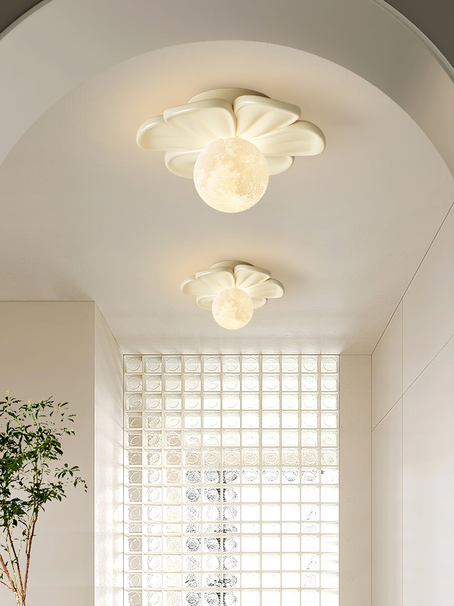 Cream Bloom Flower Ceiling Lamp