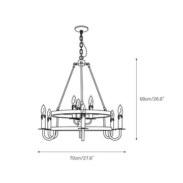 Crowley Wagon Wheel Chandelier – detail 4 — Dimension drawings 1