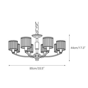 Crystal Column Brass Chandelier – detail 5 — Dimension drawings 3
