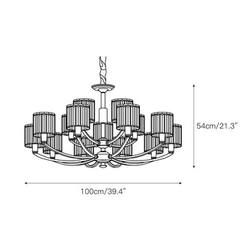 Crystal Column Brass Chandelier – detail 9 — Dimension drawings 7