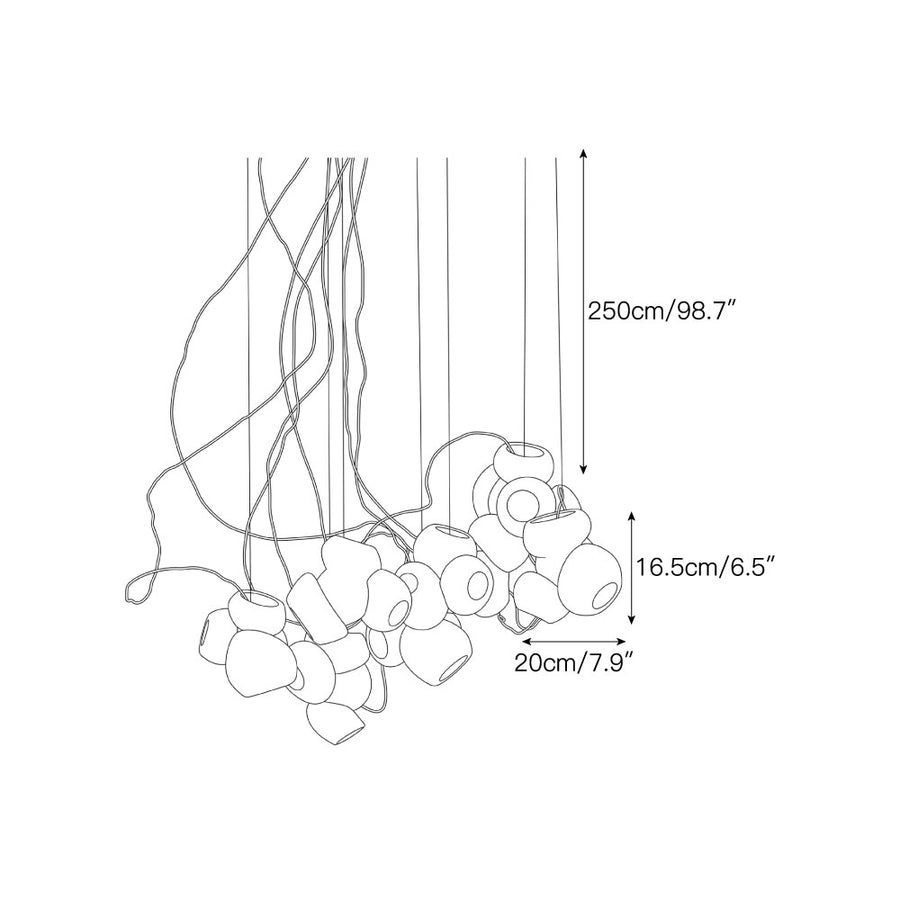 Cumulus Sculptural Glass Cluster Chandelier – detail 5 — Dimension drawings 3