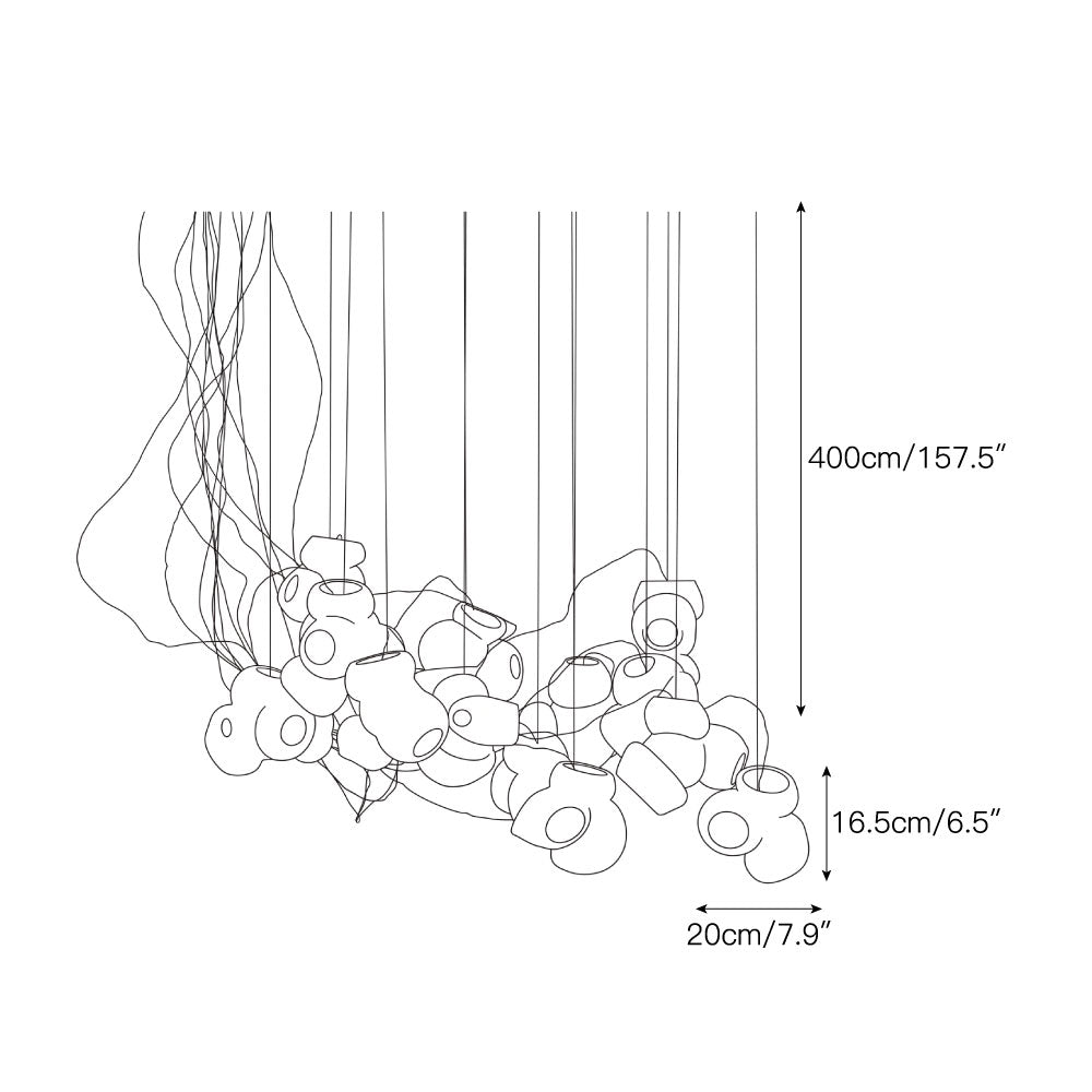 Cumulus Sculptural Glass Cluster Chandelier