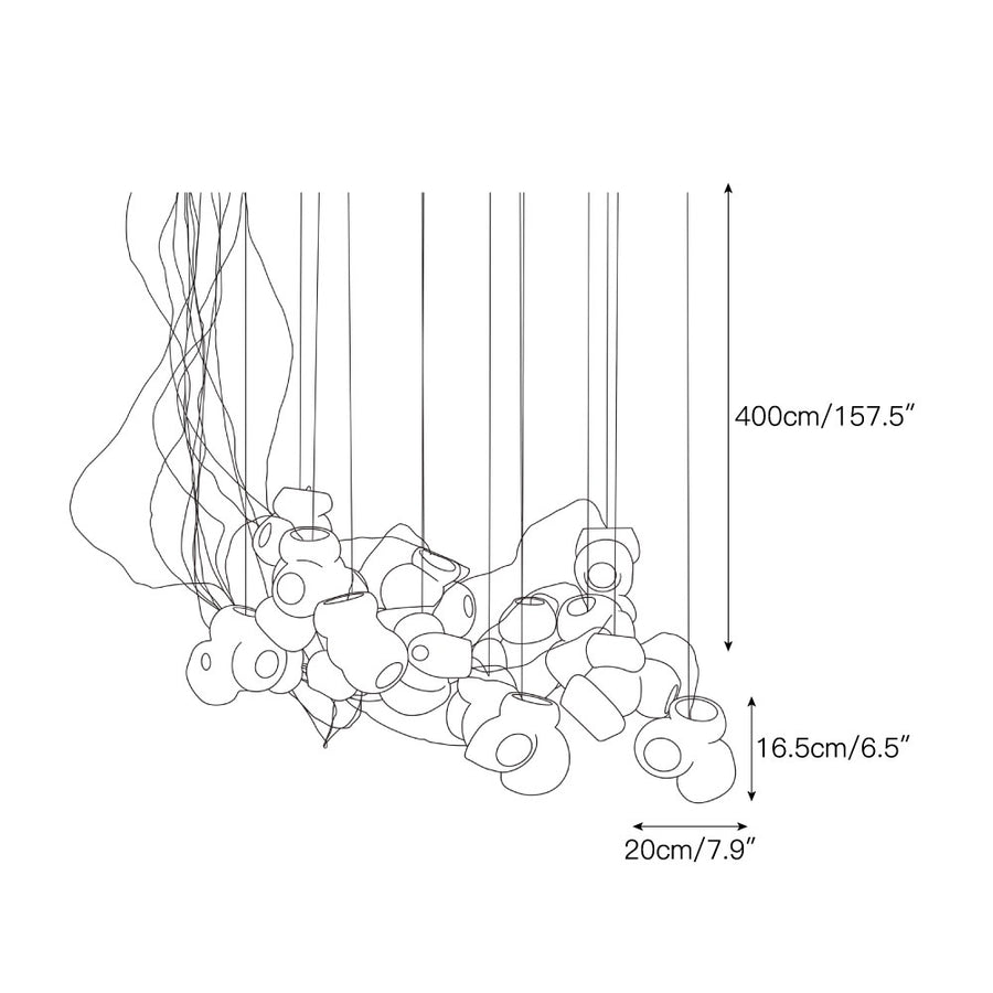 Cumulus Sculptural Glass Cluster Chandelier – detail 6 — Dimension drawings 4