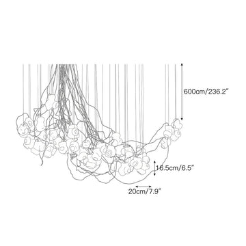 Cumulus Sculptural Glass Cluster Chandelier – detail 7 — Dimension drawings 5