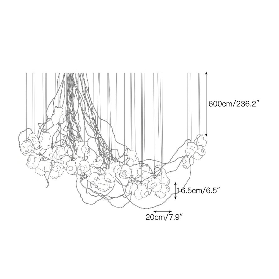 Cumulus Sculptural Glass Cluster Chandelier – detail 7 — Dimension drawings 5