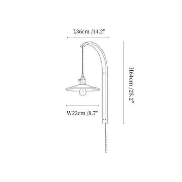 Curved Walnut Ceramic Plug-in Wall Light – detail 3 — Dimension drawings 1