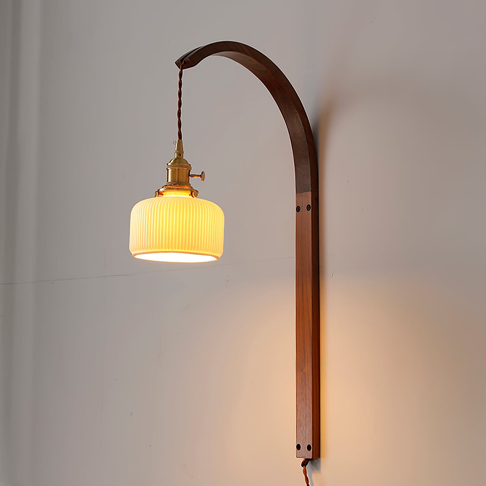 Curved Walnut Ceramic Wall Light