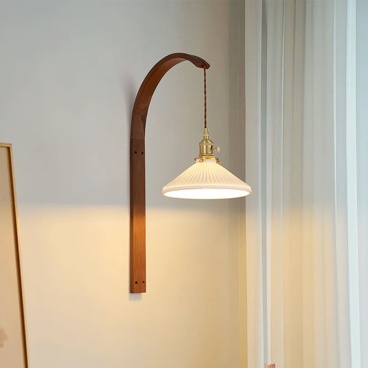 Curved Walnut Ceramic Wall Light