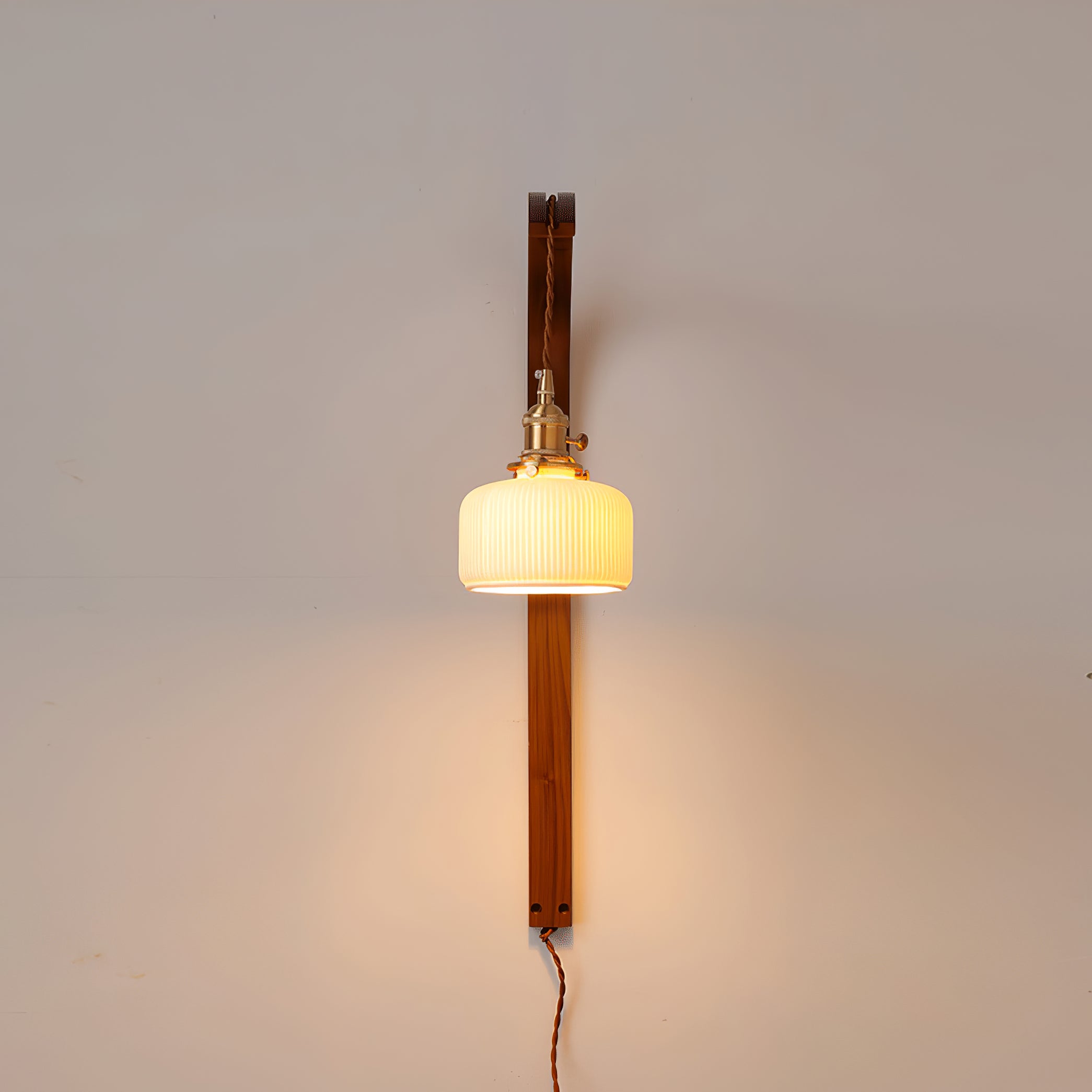 Curved Walnut Ceramic Wall Light