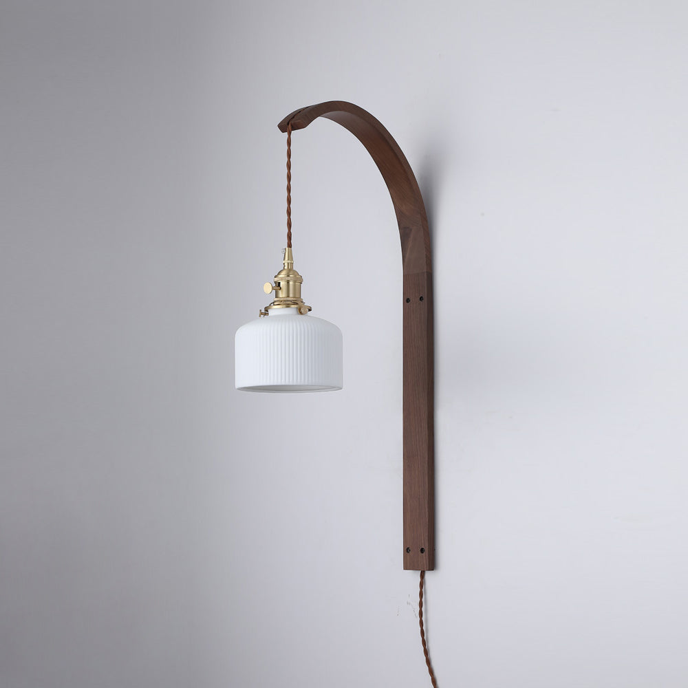 Curved Walnut Ceramic Wall Light