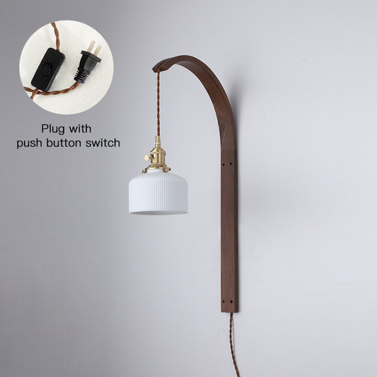 Curved Walnut Ceramic Plug-in Wall Light – detail 27