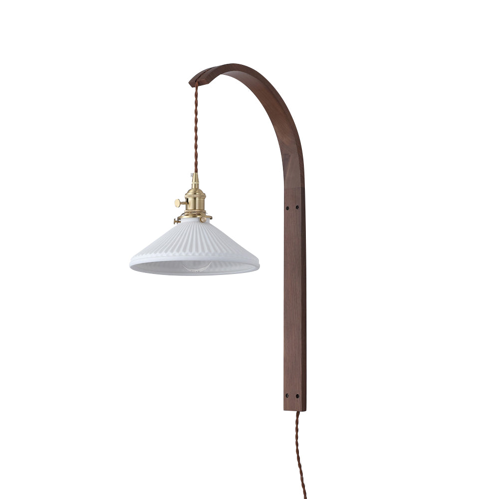 Curved Walnut Ceramic Wall Light