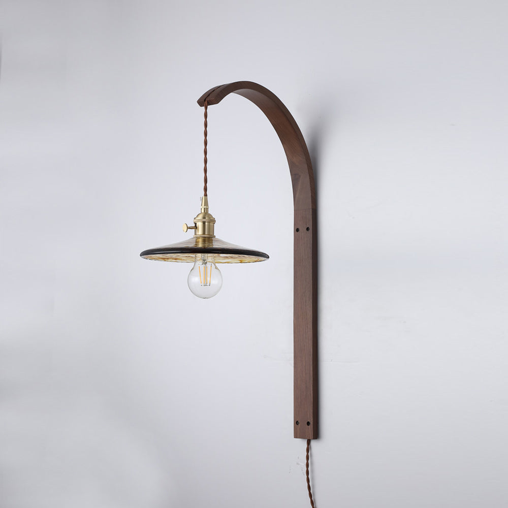 Curved Walnut Ceramic Wall Light