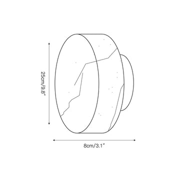 Cylindrical Alabaster Wall Lamp – detail 4 — Dimension drawings 1