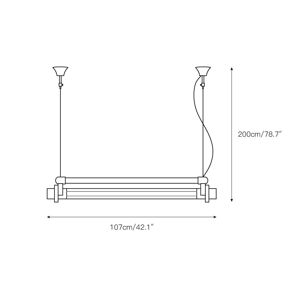 Lampe suspendue à tube industriel DDR