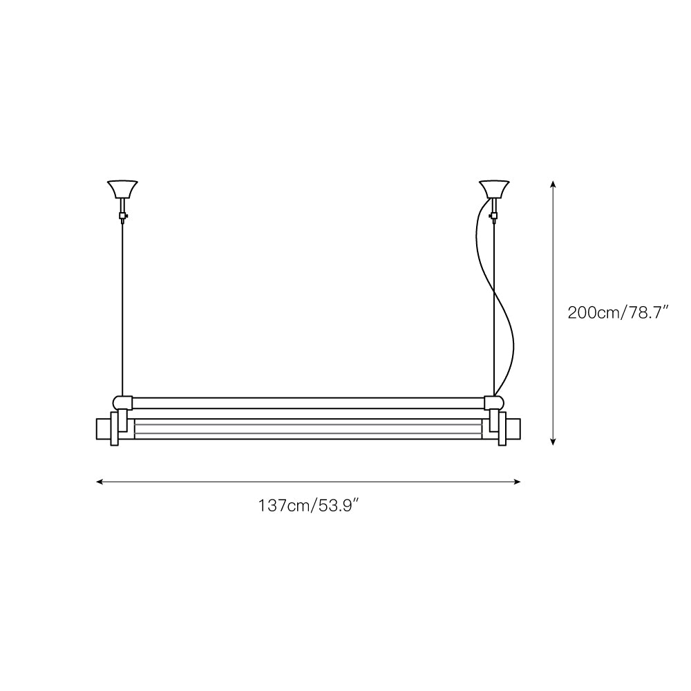 Lampe suspendue à tube industriel DDR