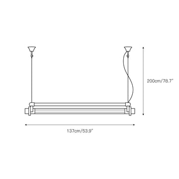 DDR Industrial Tube Pendant Light – detail 5 — Dimension drawings 2