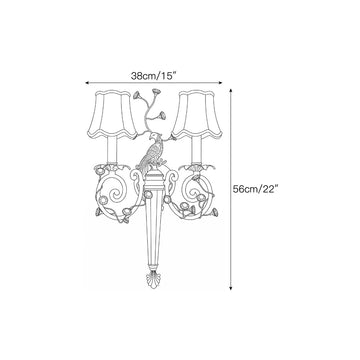 Delphia Peacock Wall Sconce – detail 3 — Dimension drawings 1
