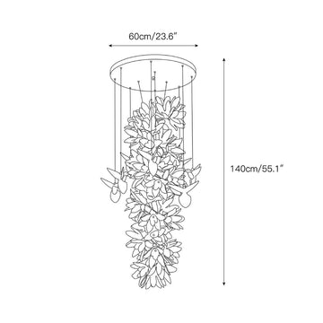 Delphinium Purple Chandelier – detail 3 — Dimension drawings 1