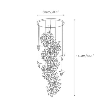 Delphinium Purple Chandelier – detail 4 — Dimension drawings 2