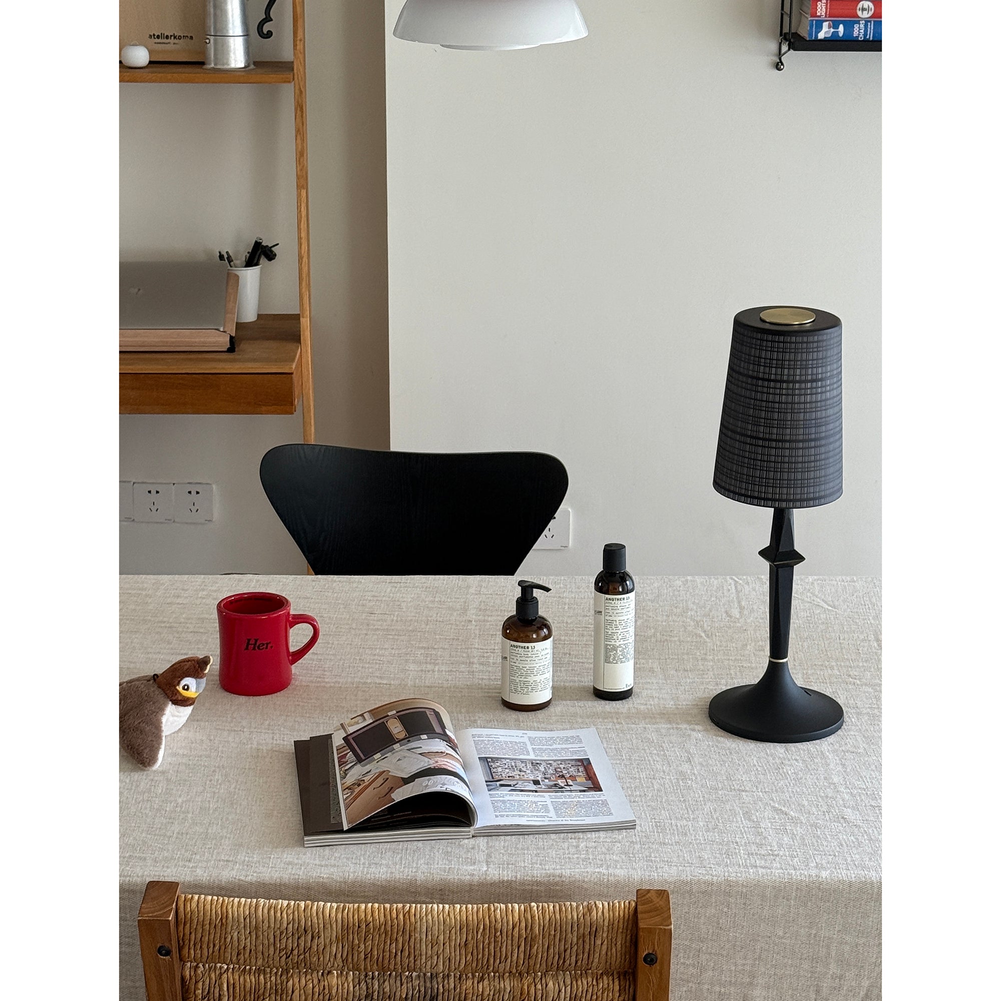 Devon Black Table Lamp (Built-in Battery)